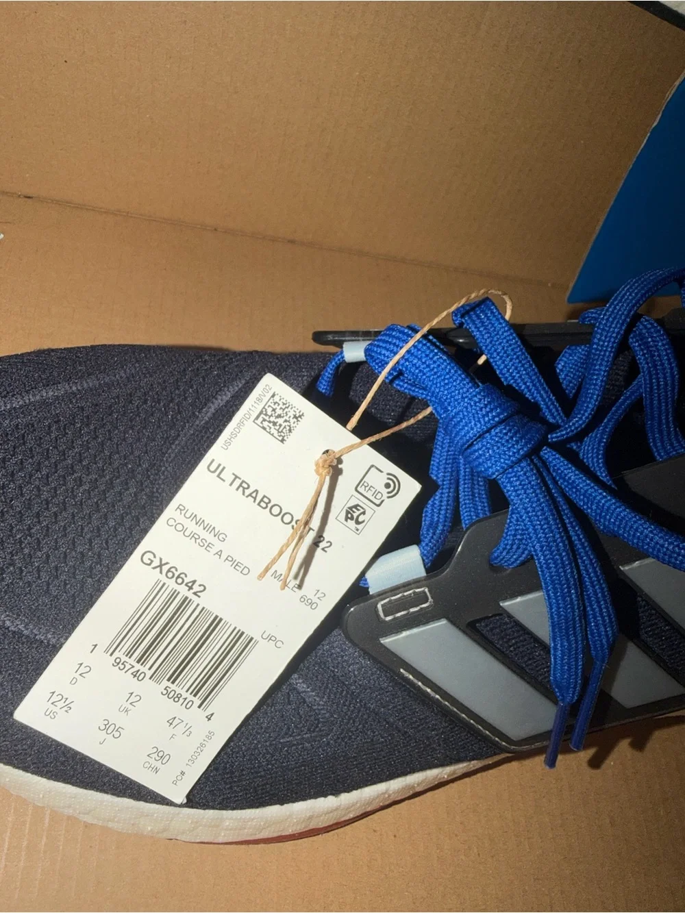 adidas Black and Blue Athletic Running Shoes with White Stripes